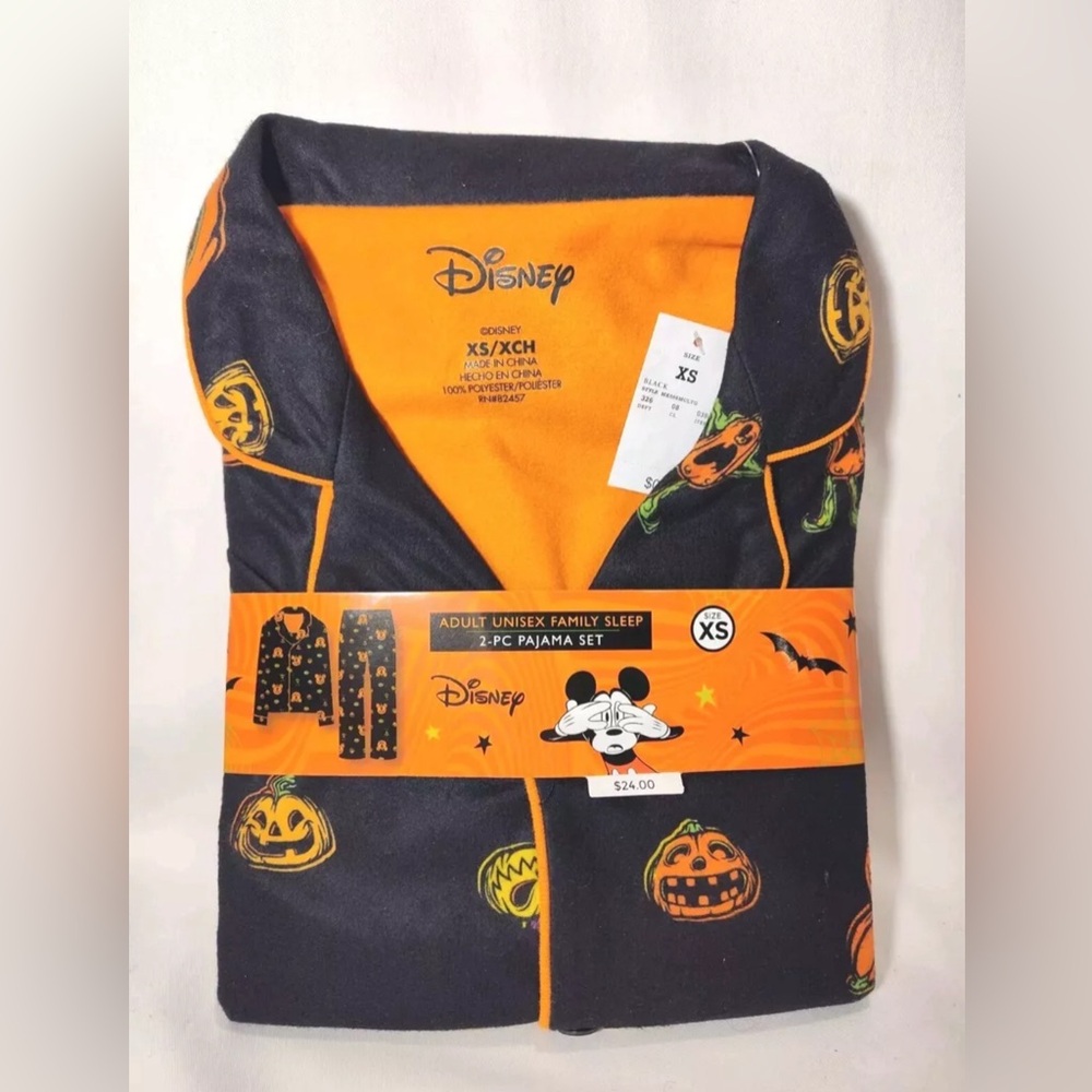 Disney Mikey Mouse Unisex Halloween Long Sleeve Pajama 2 Piece Set Size XS NWT